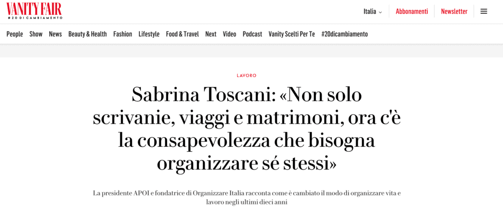 Sabrina Toscani su Vanity Fair