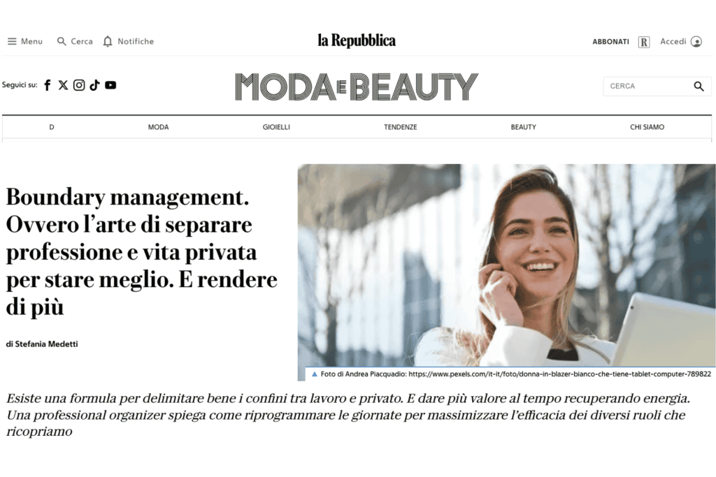 Boundary management: Sabrina Toscani ne parla su D-Repubblica