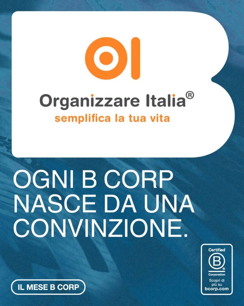 Marzo è il mese delle B Corp™ e per noi è soprattutto un momento per ricordare una scelta fatta quasi dieci anni fa, e che ogni giorno continua a guidarci. Organizzare Italia è B Corp dal 2016 e Società Benefit dal 2018. Due modi diversi per dire la stessa cosa: vogliamo che il nostro lavoro generi valore e impatto positivo per le persone.